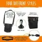 Four versatile styles of black shoulder bag with adjustable straps and belt attachment options for easy carrying.