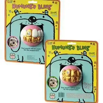 Humunga Bling pet toys in packaging featuring playful dog teeth designs for fun pet interaction and engagement.