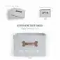 Gray storage box with leather-bone shaped handles and My Treasures text, ideal for organizing.