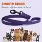 Purple dog leash with smooth edges, ideal for pet comfort, surrounded by various dog breeds.