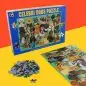 Celebri Dogs Puzzle box with completed dog-themed puzzle and scattered pieces on colorful background.
