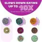 Dog feeding bowls designed to slow down eating, helping reduce obesity and bloat, with various maze patterns.
