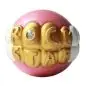 Pink ball with gold teeth design spelling ROCKSTAR on the front, featuring a diamond detail on one tooth.