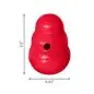 Red KONG dog toy with dimensions 7.5 inches tall, 5.25 inches wide, designed for interactive pet play.