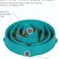 Blue slow feeder dog bowl with curved design to reduce eating speed, made from non-toxic materials, BPA-free, and non-slip.