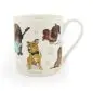 Humorous dog-themed mug with illustrations of celebrity dog puns, like a pit bull in glasses.
