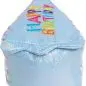 Blue glittery birthday decoration with HAPPY BIRTHDAY in colorful letters.