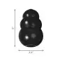 Durable black Kong dog toy, 5 inches tall and 3.5 inches wide, perfect for tough chewers.