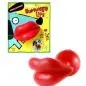 Dog toy packaging featuring oversized red lips design, labeled Humunga Lips, with cartoon graphics and product image.
