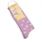 Purple socks with paw prints, labeled socks that save dogs, benefiting dog-related causes.