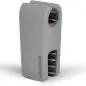 Gray Woofie dog chew toy with ventilation slots, ideal for pet dental care and play. Durable and safe design.