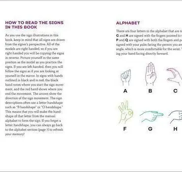 ASL alphabet guide with instructions for facial expressions and hand signs for letters A to J.