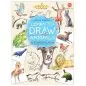 Learn to draw animals book cover featuring diverse animal illustrations by Kevin Hawkes in a realistic style.