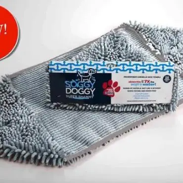 Soggy Doggy Super Shammy: Absorbent chenille dog towel in grey, ideal for drying pets quickly and effectively.