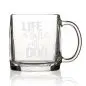 Glass mug with text Life is Better with a Dog in white script. Ideal for dog lovers.