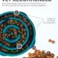 Slow feeder dog bowl with kibble prevents bloat, holds 2 cups, vet recommended for healthy eating habits.