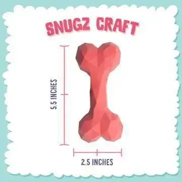 Geometric red dog bone toy, 5.5 inches tall and 2.5 inches wide, from Snugz Craft.