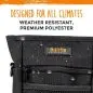 Weather-resistant Mighty Paw pouch designed for all climates; premium polyester with water droplets visible.