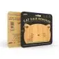 Bamboo cat hair remover packaging by Pikki. Eco-friendly pet grooming tool with a cute cat face design.