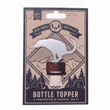 Metal bottle topper with animal design, handcrafted by Blue Moose Metals in Montana, USA.