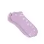 Purple ankle socks with white paw prints, perfect for pet lovers. Cozy and stylish design.