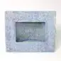 Blue pet-themed frame with paw prints and bone patterns, ideal for displaying cherished animal photos.