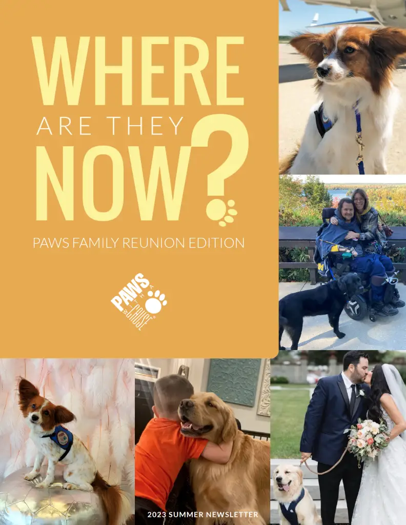 PAWS 2023 Summer Newsletter: Where Are They Now? Family reunion of pets with their humans.