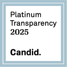 Platinum Transparency 2025 award badge from Candid, showcasing commitment to openness and accountability.