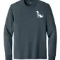 Charcoal long-sleeve shirt featuring a white dog silhouette design on the chest, casual and stylish apparel.