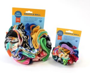 Colorful snuffle balls for pets, designed to engage sniffing, reduce stress, and provide mental stimulation.