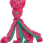 Pink and teal plush octopus toy with a smiley face, designed for pet play and entertainment.